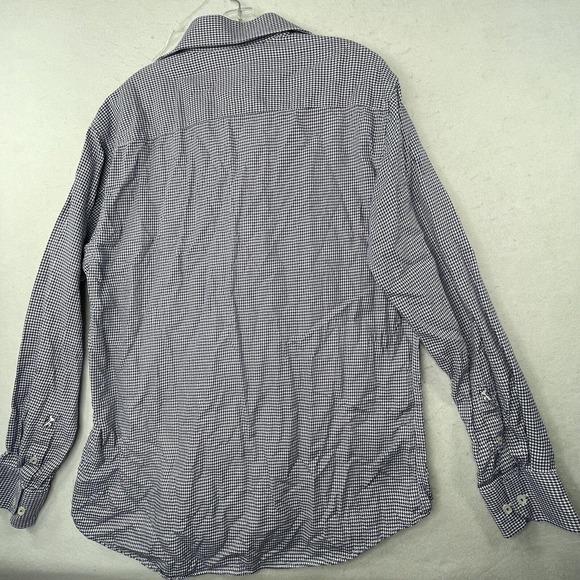 Bugatchi Mens Button Up Dress Shirt Size XL Shaped Fit Houndstooth Plaid - Picture 11 of 16